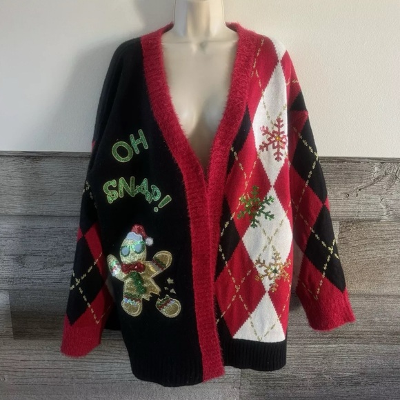 Oh Snap! Christmas Sweater Size XXL (C1) Gingerbread Man - Picture 1 of 8